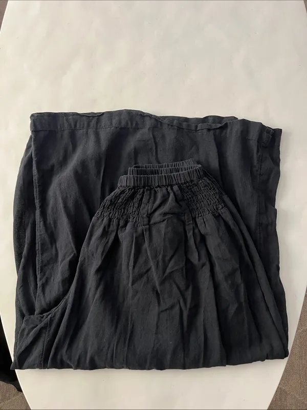 Free People Free-Est Black Super Wide Leg Lightweight Cotton Pants Small - Image 4