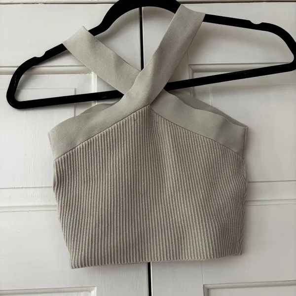 Babaton Criss Cross‎ Sculpt Knit Aritzia Cropped Tank Top Size XS - Image 6