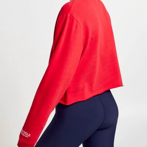NWOT Soulcycle embroidered lace‎ up cropped sweatshirt sz XL - Image 4