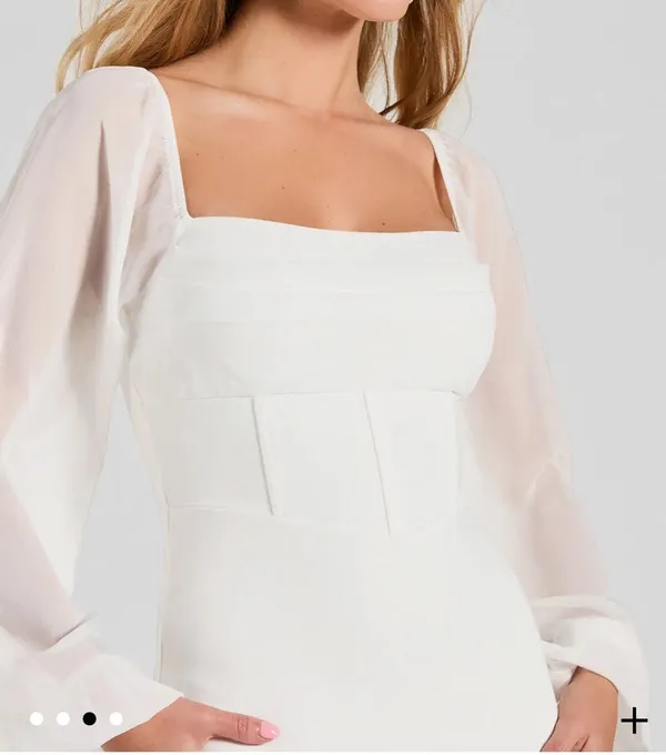 Windsor White Long Sleeve Mini Dress - Image 3