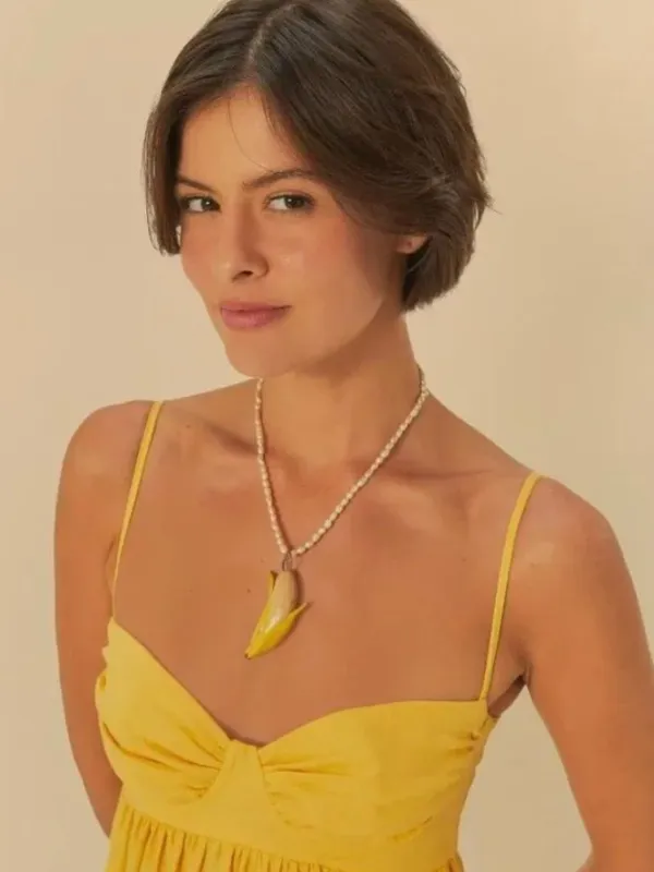 NWOT Farm Rio Linen Blend Yellow Sleeveless Maxi Dress Size XS - Image 4