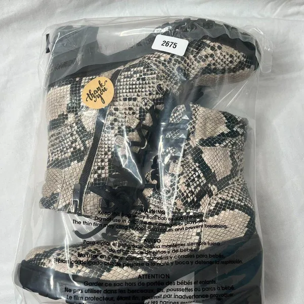 Marc Fisher Laboni Snake Print Lace-Up With Side Zip Combat Boots Womens 7.5 - Image 12