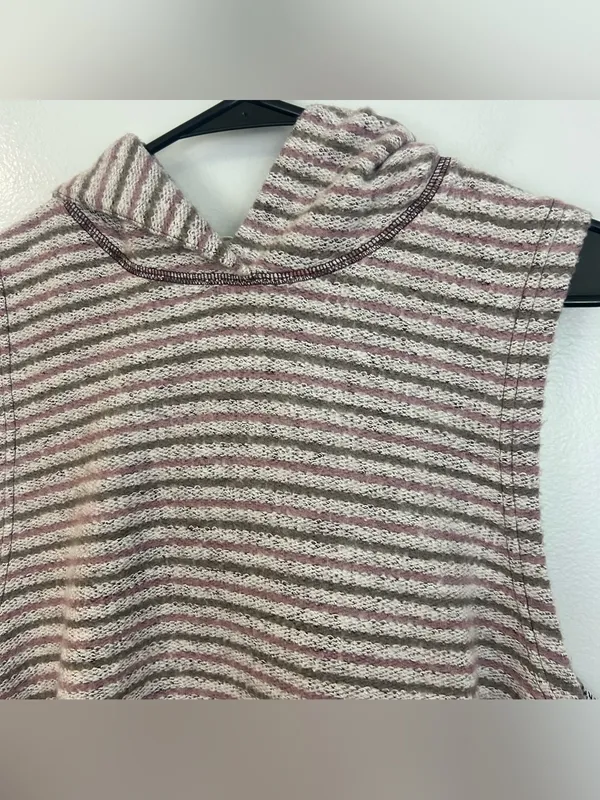 Free People Striped Sleevless Terry Cloth Hooded Plum/Mauve Sweater vest/top XS - Image 6