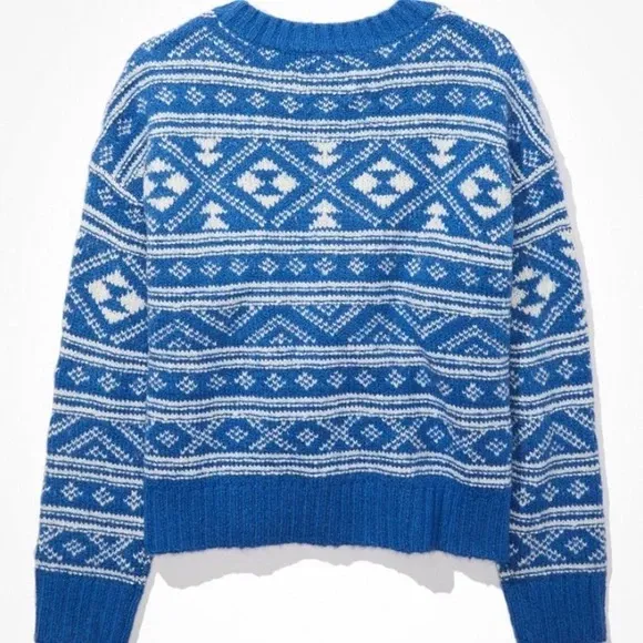 NWOT Aerie Fair Isle Drift Sweater Christmas Navy - Image 4