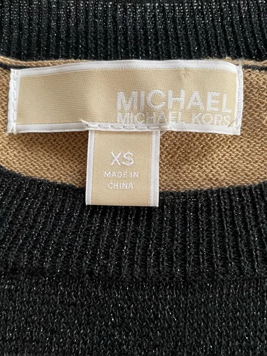 Michael Kors Gold and Black Striped Sweater size XS - Image 2