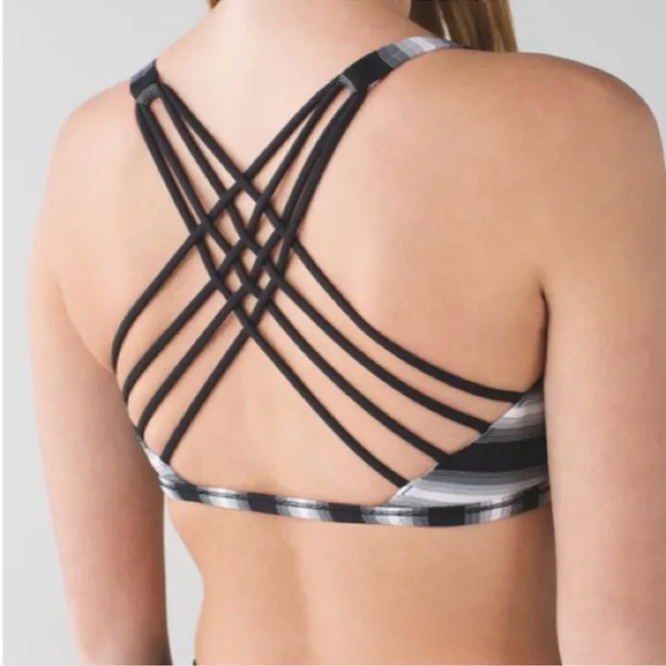 Lululemon Black and Gray Strappy Sports Bra - Image 2