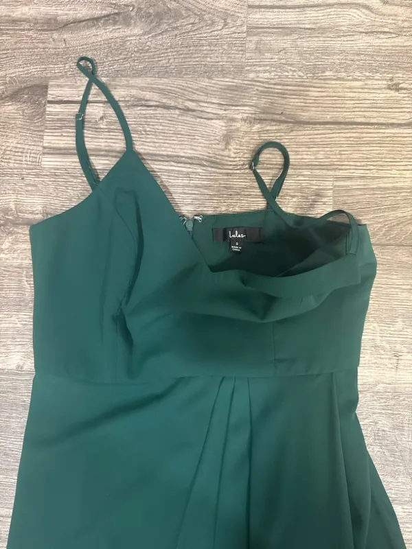 Lulu's Emerald Green Spaghetti-Strap Midi Dress with Front Slit - Image 4