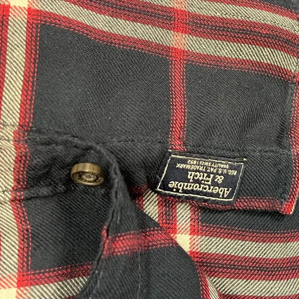 Abercrombie & Fitch Womens Soft Flannel Shirt Blue Red Plaid Long Sleeve XS‎ - Image 6