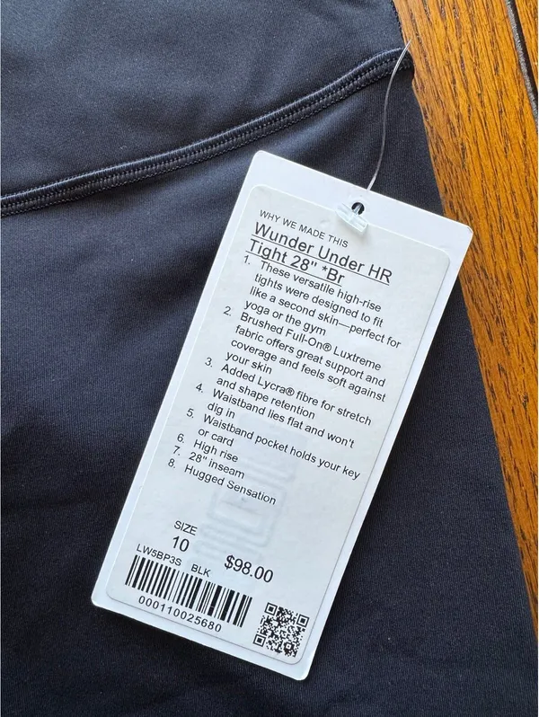 Lululemon Wunder Under High Rise 28” Full On Luxtreme, Black Size 10 NWT - Image 4