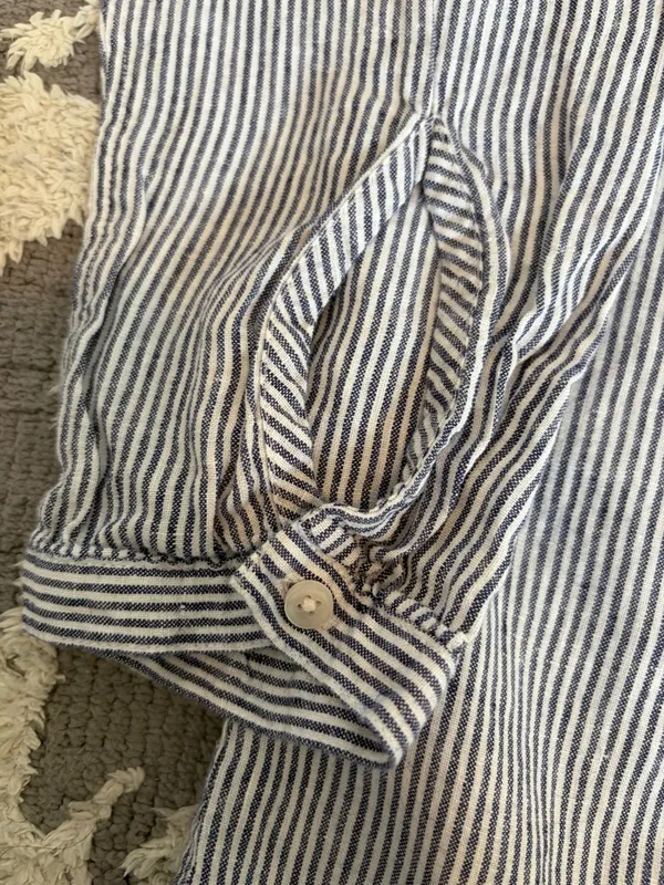 L.L.Bean Linen Pinstripe Pullover Shirt Sz Small Coastal Grandmother Breezy W3 - Image 8