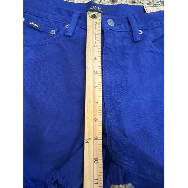 Polo Ralph Lauren Royal Blue‎ The Crosby Relaxed Denim Short Size 27 Cutoff - Image 11