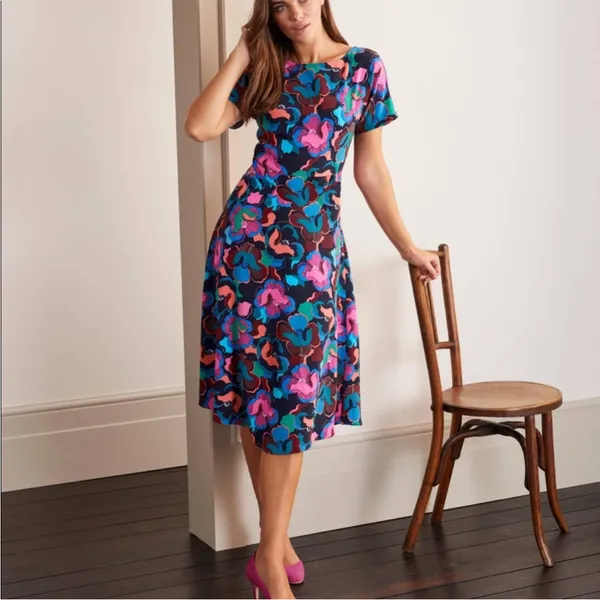 Boden Cynthia Floral Midi Tea Length Dress in US 6R - Image 2