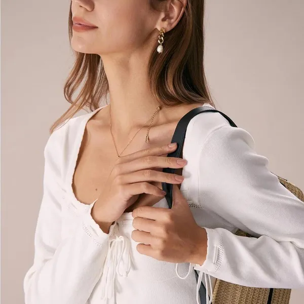 RIHOAS The White Square Neck Sweater Mini Dress M 74 - Image 4