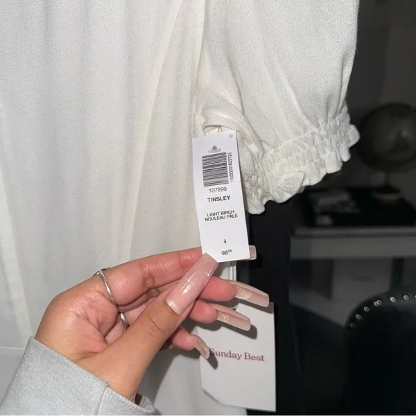 Aritzia Sunday Best 4 Tinsley Sweetheart Mini Dress White Puff Sleeve Fit Flare - Image 9