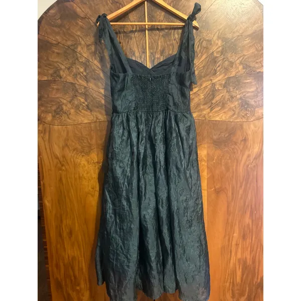 LULU'S Loveliest Muse Midi Dress Dark Teal Burnout Tie-Strap No Size L or XL - Image 4
