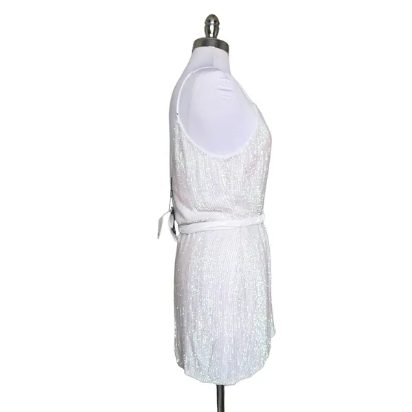 RETROFÉTE‎ Claire Belted Sequined Chiffon Mini Dress Iridescent XL NEW - Image 9