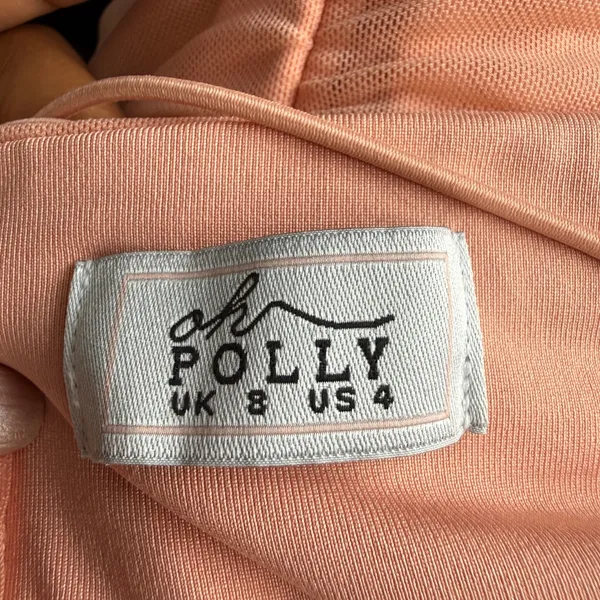 Oh Polly sz 4 Peach‎ Ruched Halter Cutout Mesh Bodycon Mini Dress Party - Image 6