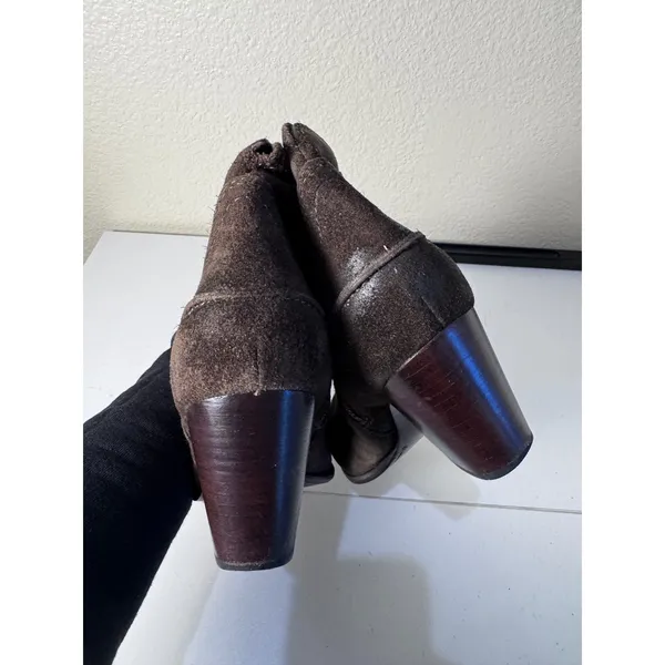 Frye Suede Ankle Boots Women 8 Brown Western Block Heel Minimalist Boho‎ - Image 3