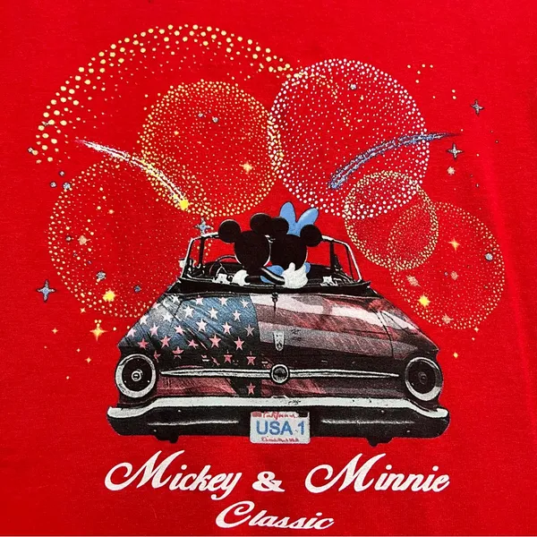 DISNEY Mickey & Minnie Classic Adult Medium T-shirt Red Cotton Short Sleeve Tee - Image 2