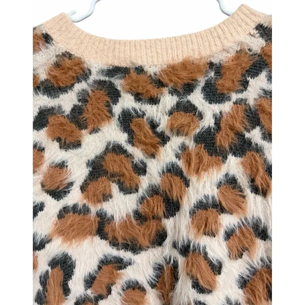 Nectar Clothing Fuzzy‎ Leopard Print Sweater Women's Size Medium - Image 4