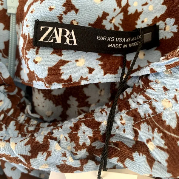 NWT Zara Draped Floral Print Skirt Brown‎ Blue - Image 10