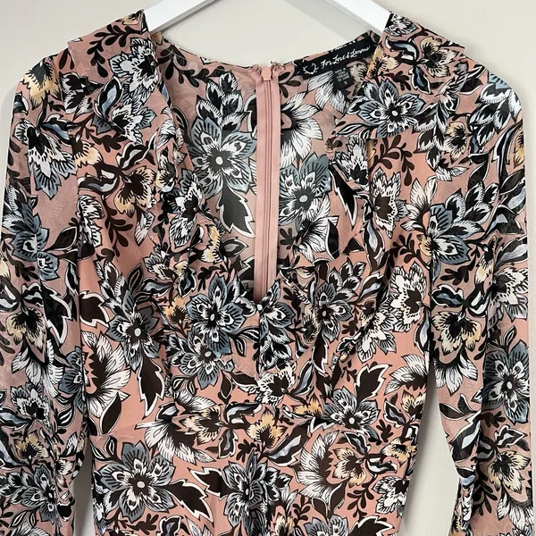 For Love & Lemons Gracie Floral Dress Women's‎ Small Long Sleeve Ruffle V-Neck - Image 4