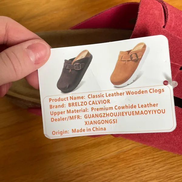 Brelzo Calvior Classic Leather Clogs – Red Suede Slip-On Sandals | EU 42 | New with Tags - Image 2