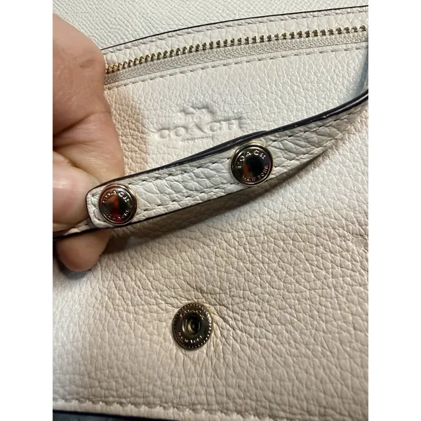 Small Coach Ivory Pebbled Logo Crossbody Detachable Strap Gold - Image 13