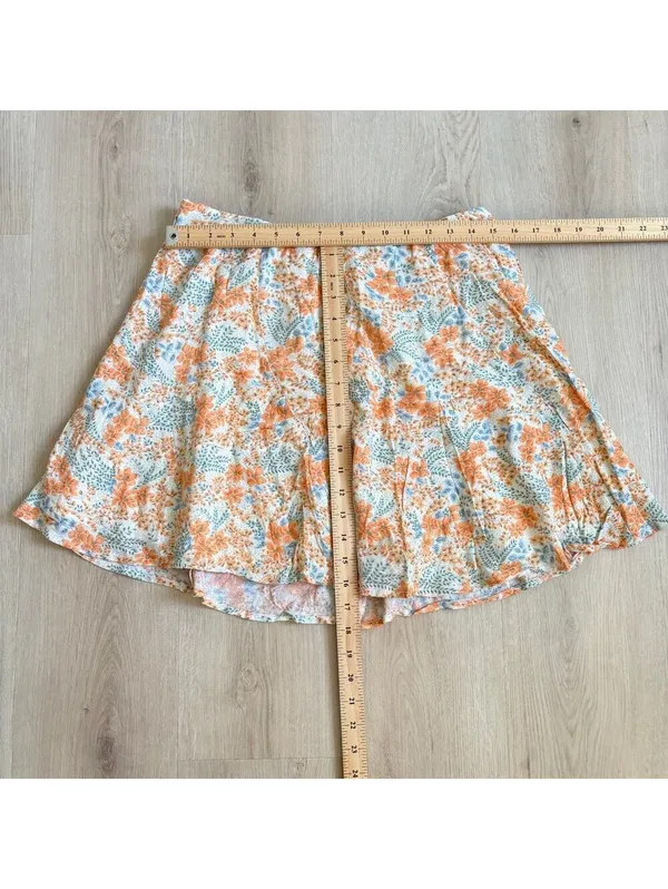 American Eagle NWT Women's Orange Blue Floral Skater Skirt Size L - Image 2