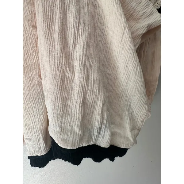 Zara Crochet Knit Bodice Crinkle Midi Dress Cream Black Boho Summer Flowy Size M - Image 6