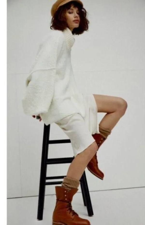 FREE PEOPLE Milo Tunic Sweater in Evening Cream Size X-Small - Image 13