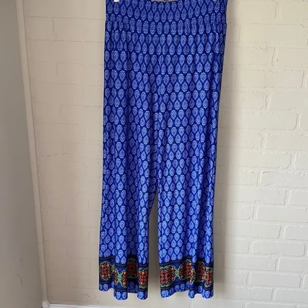 Sharagano pants stretch smocked waistband large lounge wide legged‎ large - Image 2