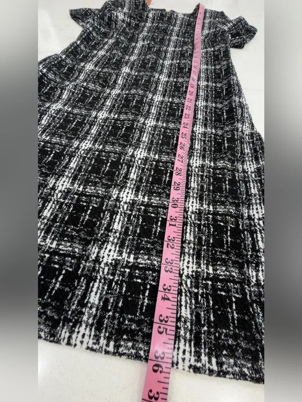 Calvin Klein Black & White Plaid Short Sleeve Mini Dress - Image 6
