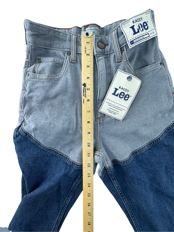 Lee Two-Tone High-Rise Flare Jeans in Dark and Light Blue Kacey Musgraves NWT - Image 7