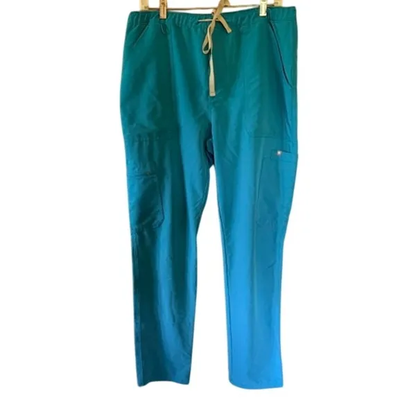 FIGS Technical Collection Scrub Pants Large Teal Blue Cargo Medical Uniform - Image 2