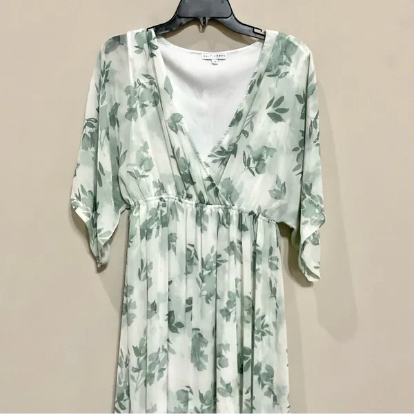 Baltic Born Kia Kimono Maxi Dress Sz M Floral Print Sheer Layered - Image 3
