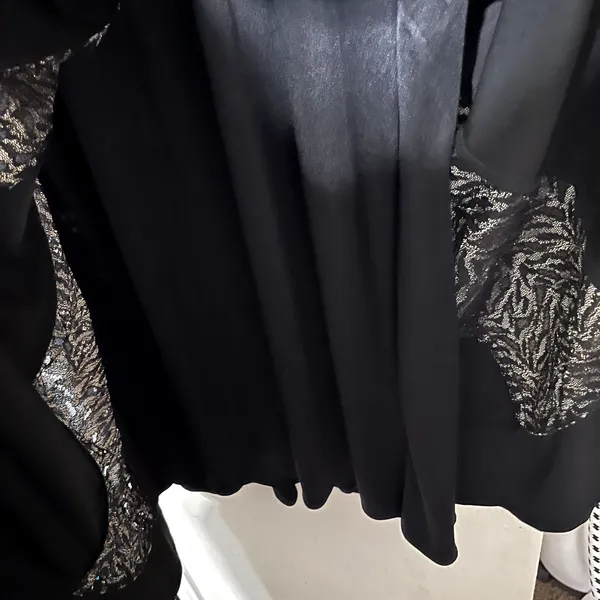 R&M‎ RICHARDS Midi Dress Black Gold Metallic Shimmery Stretch Jersey Event 18W - Image 7