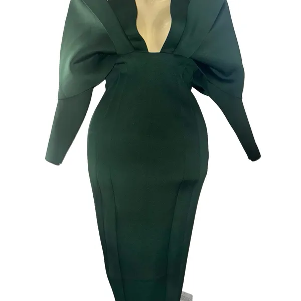 ASOS Emerald Green Midi Dress Elegant Wedding Guest Formal - Image 5