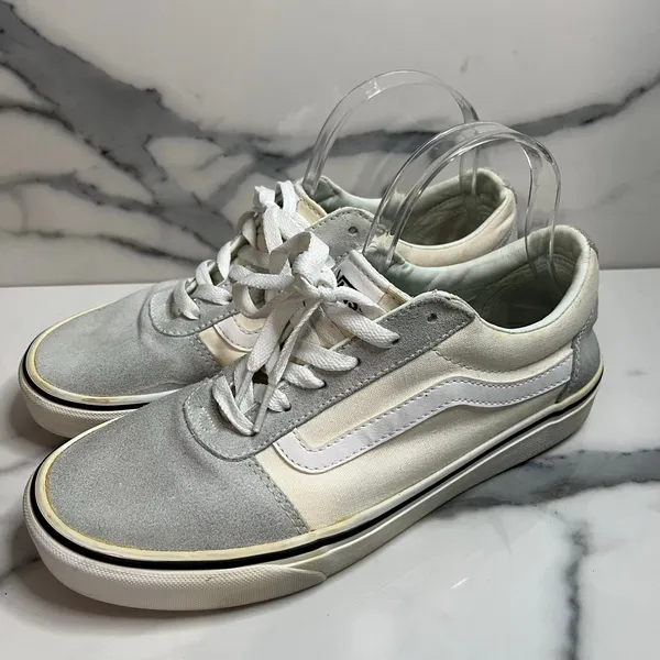 Vans Skateboard Women's Cream Gray Low Top Suede Leather Sneakers Sz 9.5 Classic - Image 3