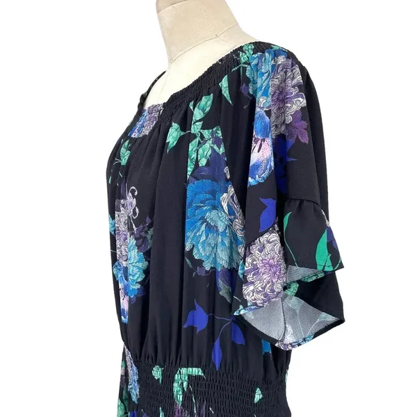 City Chic Suzu Floral Maxi Off the Shoulder Dress Black Plus Size‎ 22 - Image 7
