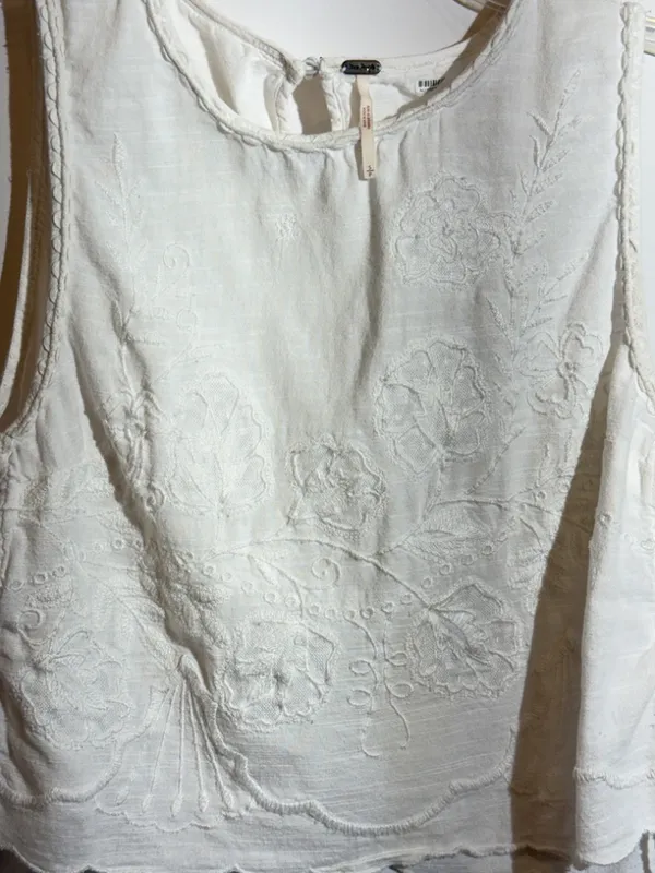 Free People Faded Gardens Tank Floral Embroidered Cotton Top Size S - Image 6