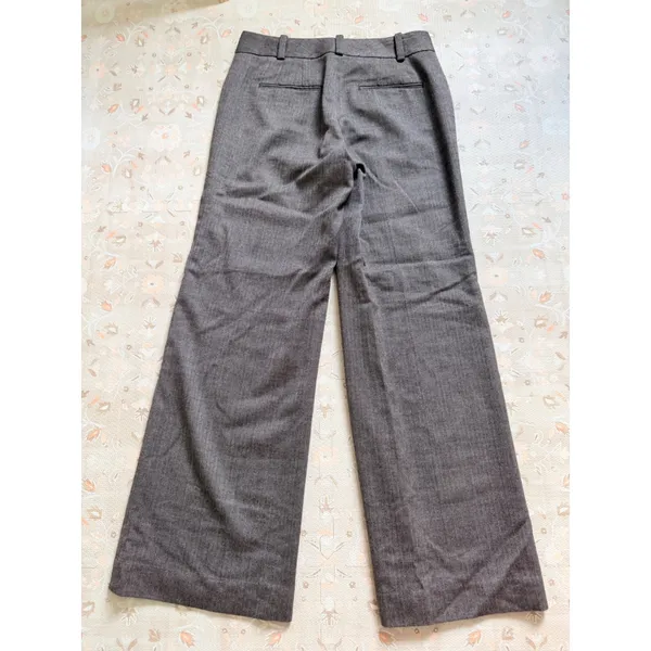 Ann Taylor Brown Herringbone Wide Leg Virgin Wool Blend Dress Pants Size 2 - Image 4