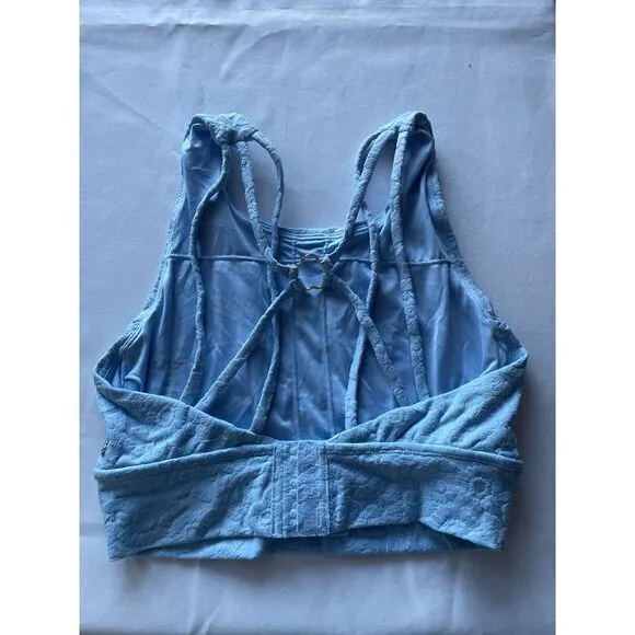Light Blue Cotton buffbunny Embroidered Crop Top‎ Summer Tank Sleeveless S - Image 2