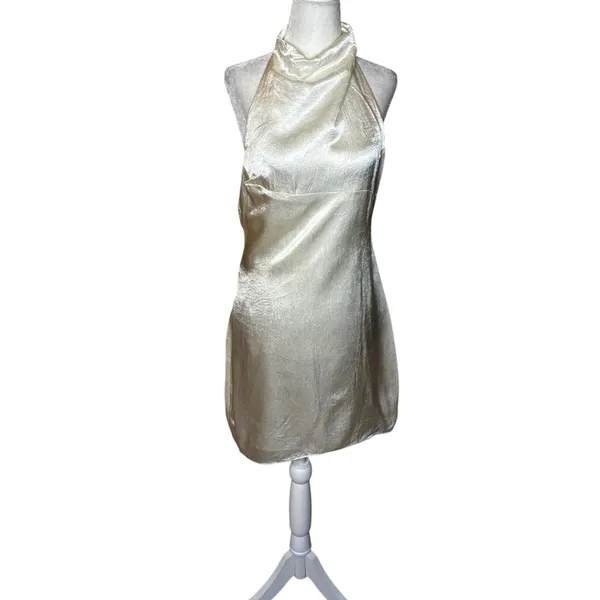 Amanda Uprichard Kyoto Dress in Ivory Medium Womens Satin Halter Cocktail - Image 4