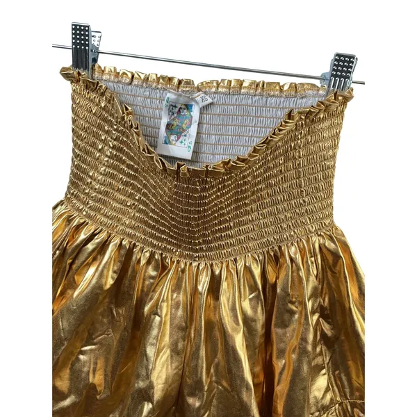 Queen‎ of Sparkles Gold Metallic Smocked High Waist Flared Shorts Womens XS - Image 12