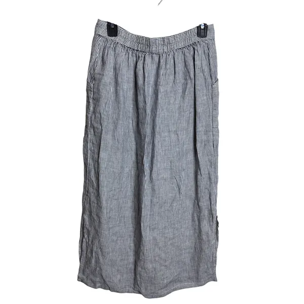 St. Tropez 100% Linen Striped Button Front Midi Skirt size M Coastal Utility - Image 2