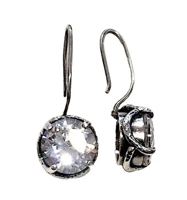 SILPADA Sterling Silver Faceted Round Cut Cubic Zirconia Center Stage Earrings - Image 5