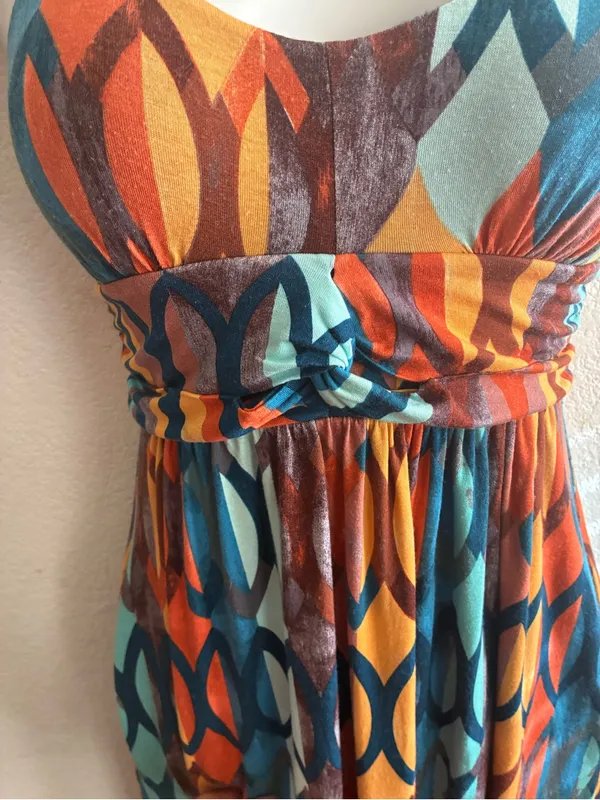 Maeve Multicolor Geometric Spaghetti-Strap Maxi Dress XS - Image 9