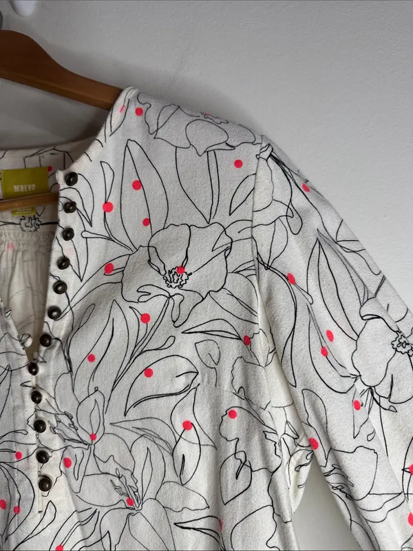 Maeve Anthropologie Bethesda Flannel Floral Polka Dor Front Buttoned Blouse sz M - Image 6