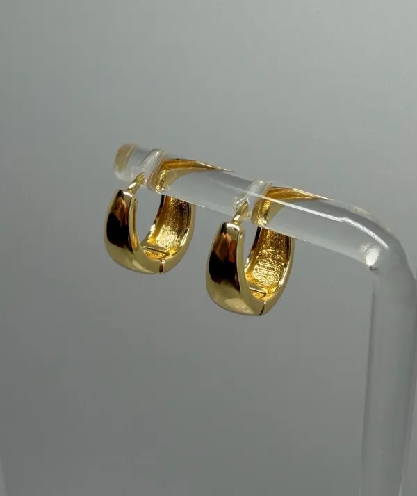 Dept Store 925 Sterling Silver Earrings 925 Sterling Silver with Yellow gold plated Huggies hoops earrings - Image 4